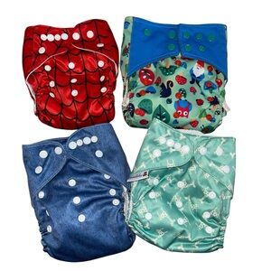 Set of 4 One Size Cloth Diapers